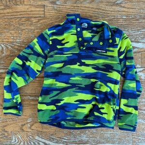 Land End Boys' Camoflage Fleece quarter Snap Fleece jacket size 6/7